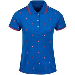 Womens Performance Pique Polo Surf Blue Dear Flower